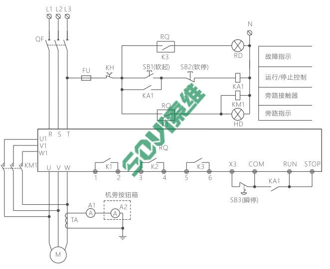 正泰软起动器一拖一基本接线图